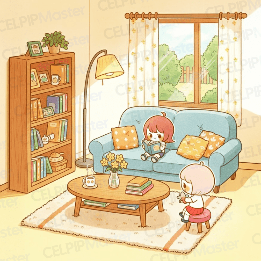 场景词汇 - 温馨客厅阅读时光