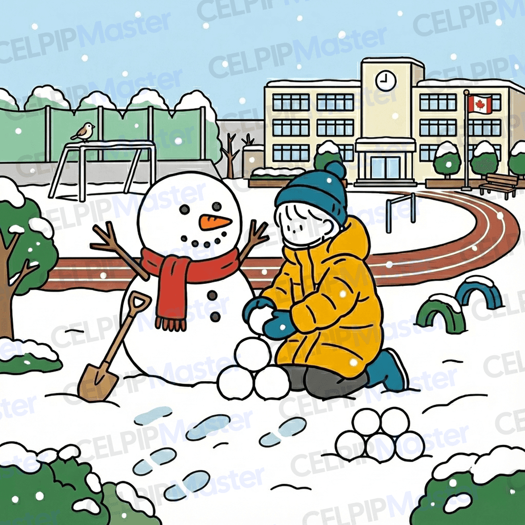 场景词汇 - 冬日校园堆雪人