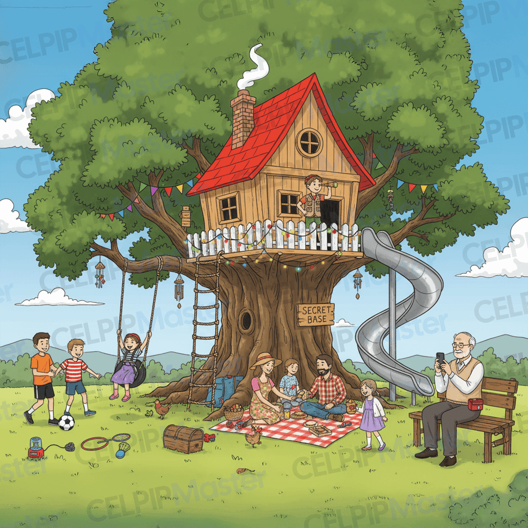 口语3&4 - 公园里树屋下的家庭野餐